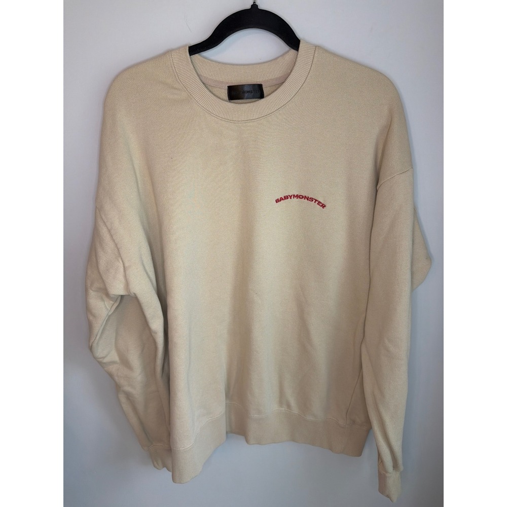 BABYMONSTER Official Merch Devil Heart Graphic Sweatshirt Cream XL BR-TKO-036 - Picture 3 of 7